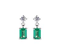 Boucles D'Oreilles Femme Amen Princesse Rectangulaire Vert en Argent 925 Code