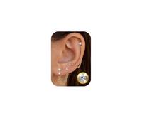 Boucles D'oreilles Femme Argent Sterling 925 Or | Hypoallergénique Boucle D'oreille Perles Creoles Piercing Oreille | Petite Piercing Tragus Helix Conch Chaine Boucles D'oreilles Femme Pendantes Fleur