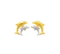 Boucles d'oreilles femme bicolores - Or 18 Carats - Dauphin