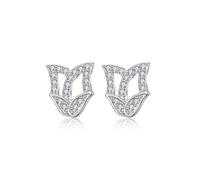 Boucles D'Oreilles Femme, Boucle D'Oreille Clou Zirconium Plaqué Argent Tulipe avec Zircon pour Nouvelle Année Bijoux