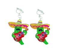 Boucles d'Oreilles Femme Boucles d'oreilles à paillettes pour dames mexicaines (Red, 8cm)