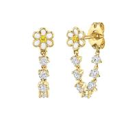 Boucles D'Oreilles Femme, Boucles D'Oreilles Femme Pendantes Or Argent Sterling S925 Zircone Cubique Fleurs pour Saint Valentin Bijoux