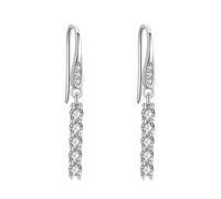 Boucles D'Oreilles Femme, Boucles D'Oreilles Pendantes Femme Argent Argent Sterling S925 Zircone Cubique Ronde 13X5.8mm pour Saint Valentin