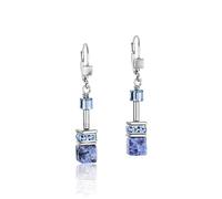 Boucles d'oreilles femme - Coeur De Lion - Geocube sodalite et hématite bleu - Cristaux Swarovski - Acier