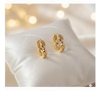 Boucles d'Oreilles - Femme - Créoles - Grain de Café - 17 mm - Plaqué Or Jaune 750/1000 - 3 Microns
