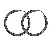 Boucles d'oreilles Femme Creoles Noir 60 mm Grande Créoles Acier Inoxydable Fine Fille Large 5 mm Cadeau Copine Amie Hoop Earring