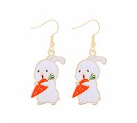 Boucles d'oreilles Femme Dessin animé mignon lapin pendantes d'oreilles lapin Joyeuses Pâques oeuf carotte boucle d'oreille de Pâques dessin animé mignon (AH,One Size)