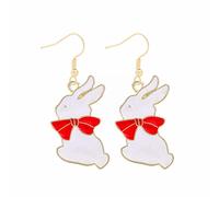 Boucles d'oreilles Femme Dessin animé mignon lapin pendantes d'oreilles lapin Joyeuses Pâques oeuf carotte boucle d'oreille de Pâques dessin animé mignon (Red,One Size)