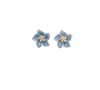 Boucles D'oreilles Femme d'oreilles camélia bleu pour femmes nouvelles de tempérament doux de petites fleurs printemps et d'été (Blue,1 1X1 1cm)