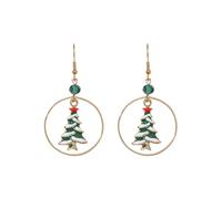 Boucles d'Oreilles Femme d'oreilles cloche d'arbre de noël, créatives de fête vacances, bijoux cerceaux pour femmes (Red, One Size)
