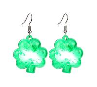Boucles D'oreilles Femme d'oreilles lumineuses Vert Femmes Irlandais Clignotant Bijoux Costume Accessoire Pour St 's Day Party Girls (A, One Size)
