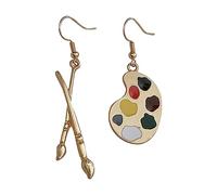 Boucles d'Oreilles Femme d'oreilles Paintbrush Color Art Retro Paintboard (Gold, One Size)