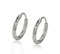 Boucles d'Oreilles Femme Enfant Créoles Jonc Ciselé 15 mm Argent Fin 925 Rhodié