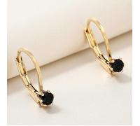 Boucles d'Oreilles - Femme/Enfant - Dormeuses - Onyx - Plaqué Or Jaune 750/1000 - 3 Microns - 15 x 10 mm