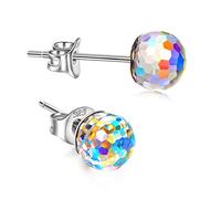Boucles d'oreilles femme fille, boucle d'oreille en argent 925, Clous d'Oreilles de cristal, Cristal autrichien