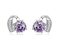 Boucles d'oreilles Femme Fille sliber Mode 925 Améthyste unregel mäßig Cœur Ohrstecker