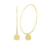 Boucles d'oreilles Femme Grande, Boucle Doreille Creole Argent Femme Créoles Plaqué Or Charms 55mm Cercle avec Plaque