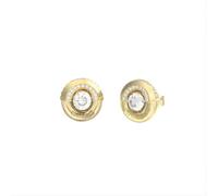 Boucles D'oreilles Femme Guess Majorelle Jube05380jwygt-U En Acier Doré - Design Bouton Avec Cristal Central Et Demi-Cercle Pavé