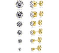 boucles doreilles femme homme argent or noir 12pcs gemme brillante boucle d'oreilles 18k or argent noir en acier titane pour [371]