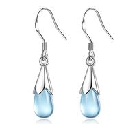 Boucles d'oreilles Femme Homme Bijoux Charm Boucles d’Oreilles en Argent pour Femmes Bijoux de Mode Été Crystal Blue Water Drop Boucle d’Oreille Girl Party Accessoires Cadeau Noel d'anniversaire