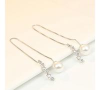 Boucles D'Oreilles Femme Mariage, Boucle D Oreille Pendantes Femme Etoile Or Blanc Plaqué Argent Zircone Cubique Étoiles à Pompons 10.5X12Mm