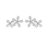 Boucles D'Oreilles Femme Mariage, Clou Argent 925 Boucle D'Oreille Zircone Cubique Jolie Fleur 10X15mm pour Saint Valentin Bijoux