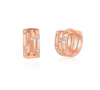 Boucles D'Oreilles Femme Mariage, Créoles Or Rose Plaqué Argent Forme Géométrique avec Zircon Cubique pour Graduation Bijoux