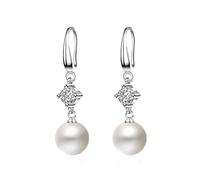 Boucles D'Oreilles Femme Pendantes, Boucle D'Oreille Pendante Boheme Blanc Perle Forme Ronde pour Bal de Promo Bijoux