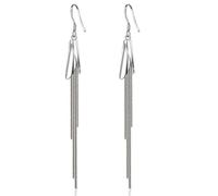 Boucles D'Oreilles Femme Pendantes Mariage, Boucle D'Oreille Argent Pendante Plaqué Argent Long Carillon Éolien 14X25mm pour Mariage Bijoux