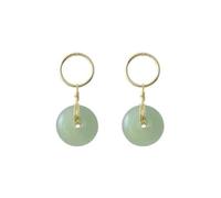 Boucles D'Oreilles Femme Pendantes Vintage, Boucles D'Oreilles Femme Pendantes Or Argent Sterling S925 Pierre Jade pour Anniversaire Bijoux