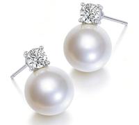 Boucles d'Oreilles Femme Perles Argentées 925, Boucles d'Oreilles Perle Blanches, Boucles d'Oreilles Dames d'argent, Boucles d'Oreilles Hypoallergéniques Filles, Cadeau de mariage