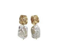 Boucles d'oreilles Femme S925 Fille Femmes Accessoires de mode En Perles Baroques De Forme Irrégulière, En Perles D'Eau Douce Naturelles, Gouttes, Vintage Pour Femmes
