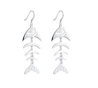 Boucles D'Oreilles Femme Vintage, Boucles D'Oreilles Femme Pendantes Argent Plaqué Argent Arête de Poisson pour Nouvelle Année Bijoux
