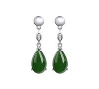 Boucles D'oreilles Femmes Boucles d'oreilles vintage dames 925 Silver Natural Jasper Pendentif Boucles d'oreilles en forme de goutte dames élégantes bijoux de fête de luxe Fantaisie Boucles D'oreilles