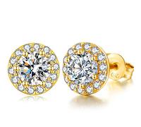 Boucles D'oreilles Femmes Or Diamant Clou Boucles D'oreilles en Argent Sterling pour Femmes Hommes