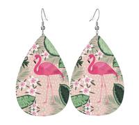 Boucles d'oreilles flamant rose tendance en cuir en forme de larme - Légères - Bohème - Cadeau pour femme et fille