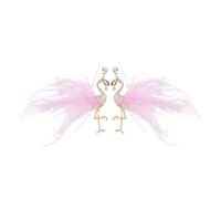 Boucles d'oreilles flamant rose tendance et élégantes avec cristaux ornés de plumes en alliage robuste pour femme