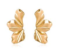 Boucles d'oreilles fleur pendantes en or Boucles d'oreilles tribales Boucles d'oreilles Bijoux pour femmes et filles Longues Esthétiques De Pétales Irréguliers Carrée Forme (Or)