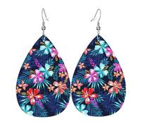 Boucles d'oreilles florales bleues pour femmes, boucles d'oreilles pendantes festives, bijoux élégants pour célébrations, One Size, Cuir