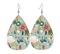Boucles d'oreilles florales colorées pour femmes, boucles d'oreilles pendantes festives, bijoux élégants pour célébrations, One Size, Cuir