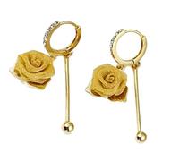 Boucles d'oreilles florales élégantes avec franges délicates en alliage métallique Accessoires de mode pour diverses occasions Boucles d'oreilles légères en forme de rose Bijoux de mariage