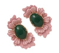 Boucles d'oreilles florales ovales sophistiquées avec aiguille en argent style rétro, accessoires de bijoux élégants pour occasions spéciales, boucles d'oreilles de mariage floral