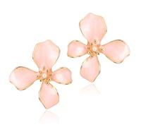 Boucles d'Oreilles Florales pour Femmes, Clous d'Oreilles en Pétales de Perles d'Imitation Accessoires Plage Mariage Boucles d'Oreille à Fleurs Mariée Clous Floraux Bohèmes pour Femmes (Rose)