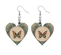 Boucles d'oreilles florissantes en bois en forme de papillon pour femme, bijoux vintage élégants en bois, boucles d'oreilles légères pour mariage, fête, cadeau de bijoux au quotidien, Star, Bois, Bois