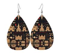 Boucles d'oreilles forteresse en cuir, boucles d'oreilles de style européen et américain pour jeunes femmes, cadeaux d'anniversaire, cadeaux de Saint-Valentin