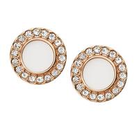 Fossil Boucles D'Oreilles Pour Femmes, 1.14 Cm X 0.8 Cm Boucles D'Oreilles En Or Rose, Cuir Blanc, Acier Inoxydable, JF02659791