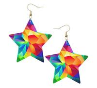 Boucles d'oreilles géométriques arc-en-ciel pour femme, boucles d'oreilles pendantes en forme d'étoile étincelante, bijoux tendance pour soirée, One Size, Cuir