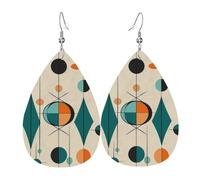 Boucles d'oreilles géométriques du milieu du siècle pour femme, boucles d'oreilles en cuir en forme de larme, boucles d'oreilles pendantes double face, légères, accessoires d'oreille pour femme
