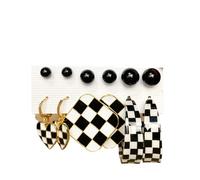 Boucles d'oreilles géométriques écossaises blanc noir par Set Trend Butt