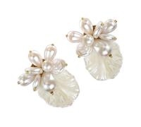 Boucles d'oreilles géométriques élégantes avec fausses perles - Accessoire de bijoux modernes et élégants pour femmes à la mode - Idées cadeaux - Boucles d'oreilles géométriques florales